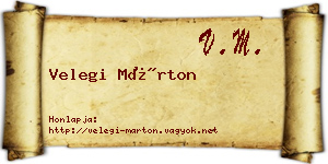 Velegi Márton névjegykártya